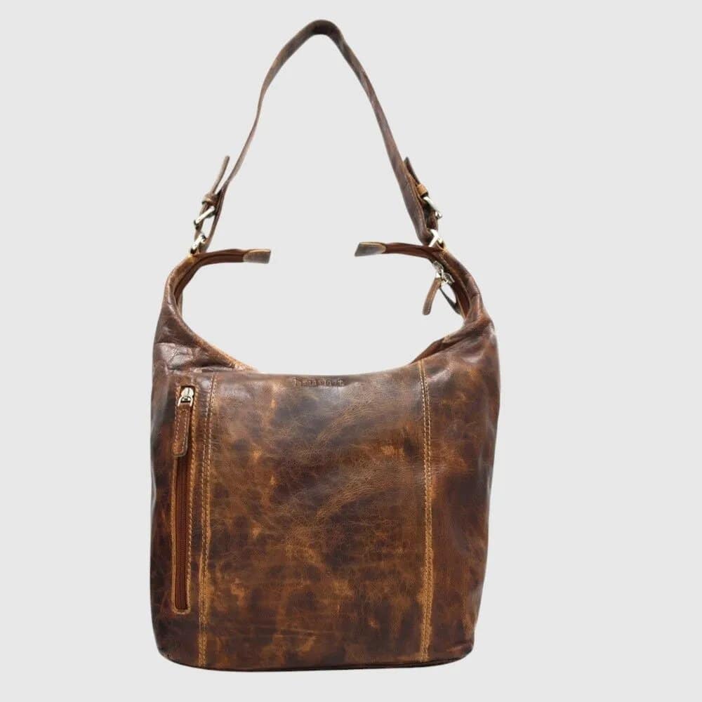 HUNT SAC À MAIN ENCUIR AVEC ZIP DÉCORATIF