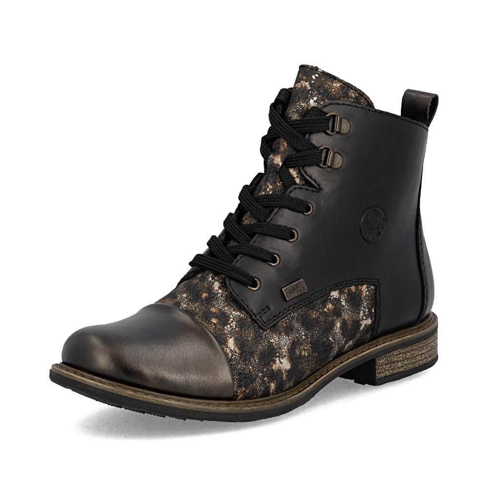 RIEKER BOTILLON FEMME EN CUIR LARGE & FERMETURE ECLAIR