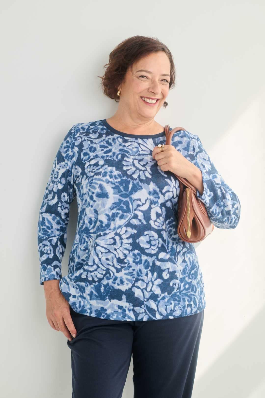 HAUT ADAPTÉ F M/L COL ROND DENIM CLAIR