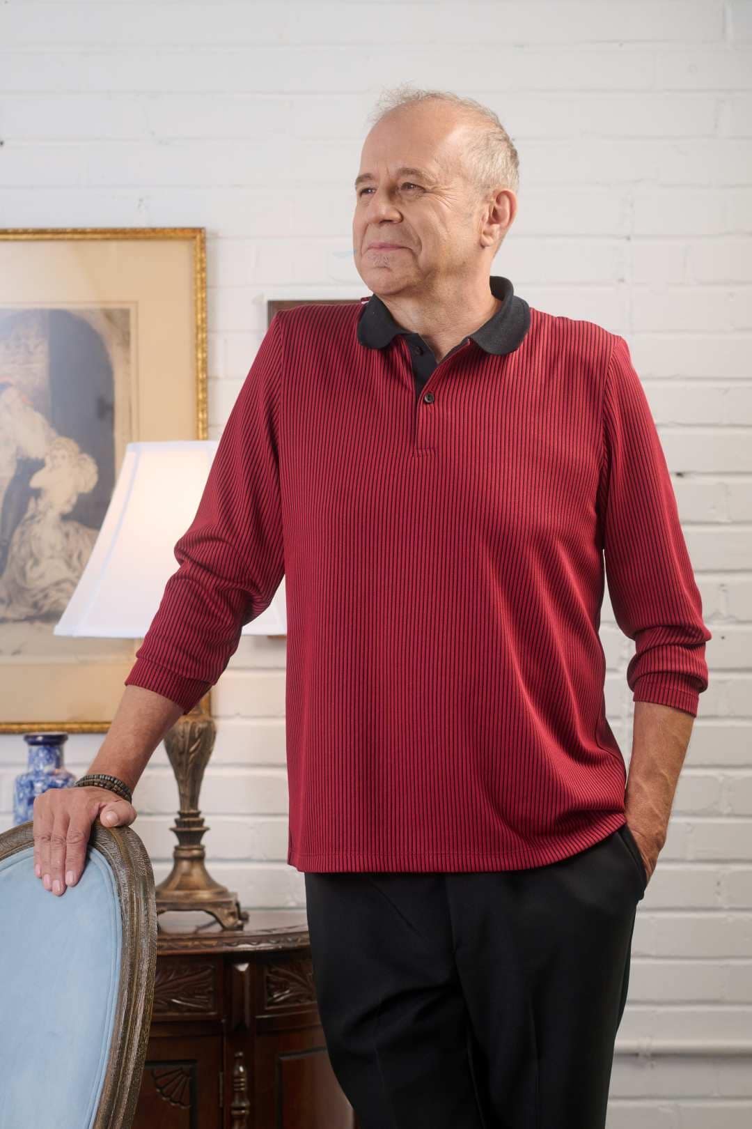 POLO ADAPTÉ HOMME M/L NOIR/ROUGE