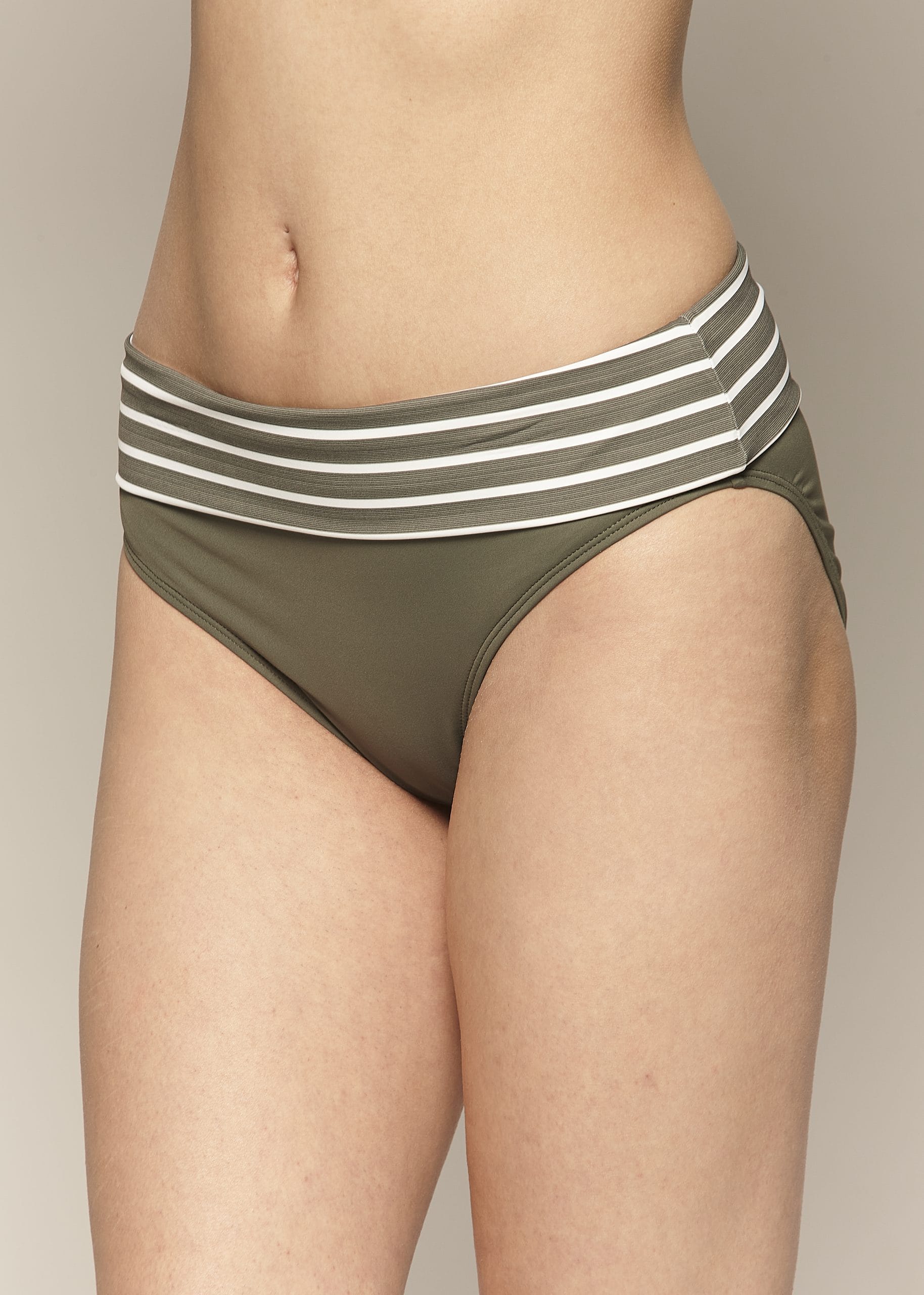 JOLAR KHAKI STRIPE BAS BIKINI FOLDOVER BAND 8-16