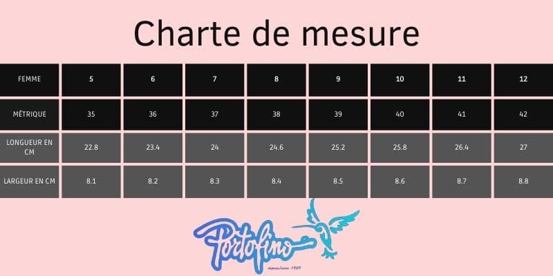TABLEAU DE CHARTE PORTOFINO FEMME